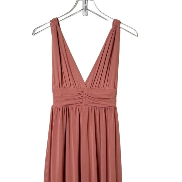 Lulu’s Mesmerized By Love Rusty Rose Mesh Lace Up Bridesmaid Maxi Dress Sz M - Picture 3 of 13